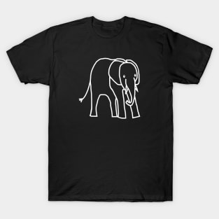 Minimal White Line Little Elephant T-Shirt